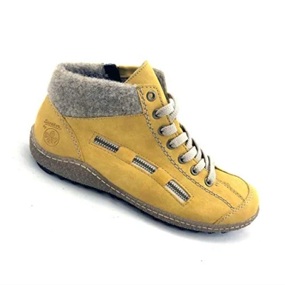 Image of Rieker Women&#039;s L7543 Hi Top Trainers, Yellow (Honig/Wood 69), 8 UK