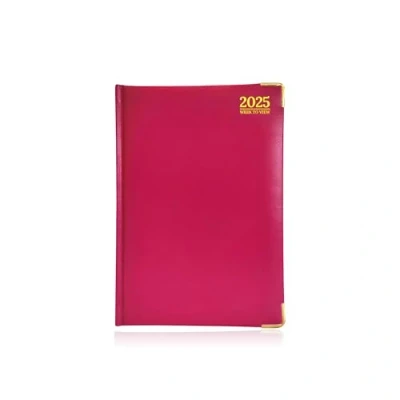 Image of G4GADGET Luxury 2025 Week to View Diary Hardback Cover 80GSM Paper for Business Office &amp; Home A5 Purple 30cmx21cm