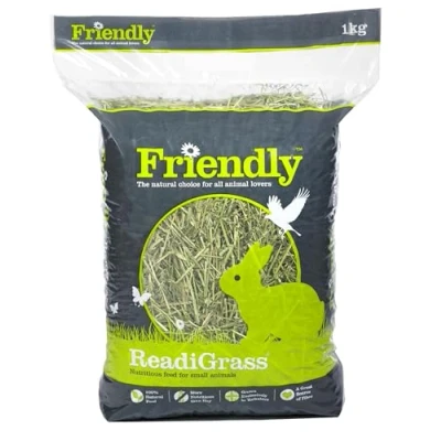 Image of Friendly ReadiGrass Pure Dried Grass Yorkshire Grown Natural Ryegrass Small Animal Food &amp; for Guinea Pigs, Rabbit, etc. 4x 1kg Bags