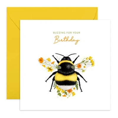 Image of Central 23 Birthday Card For Friend Woman Sister &#039;Buzzing Your Birthday&#039; Bee Cards Women Her Mum Grandma Aunt Floral Gifts Comes With Fun Stickers