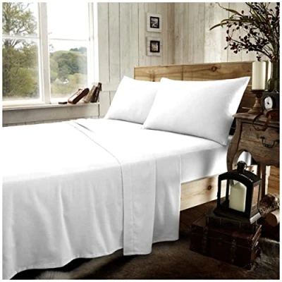 Image of GC GAVENO CAVAILIA 100% Brushed Cotton Fitted, Flat Sheet With Pillowcases, Flannelette Bedding, Flannel Bed Sheets, Latte, King