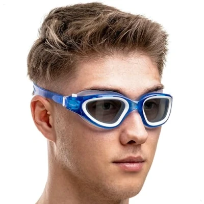 Image of AqtivAqua Swimming Goggles Adult and Kids 6 14 Men Women Swim Childrens Boys Girls DX S (Transparent Blue, Blue case, Shade lens)