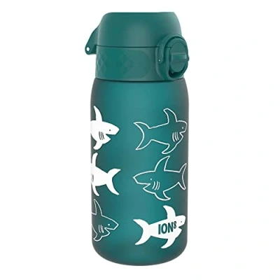 Image of Ion8 Kids Water Bottles, BPA Free, Leakproof, Dishwasher Safe, Easy Open, Secure Lock, Small Boys &amp; Girls Bottle,Kids Drinks Bottle for Spill free Drinking, Blue, Sharks, 350ml/12oz