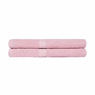 Image of Brentfords 100% Cotton Bathroom Hand Towels Premium Quality, Super Absorbent &amp; Quick Drying Flannel 50 x 80cm Luxury Set of 2 Blush Pink