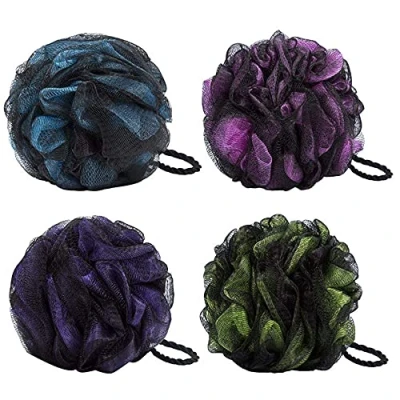 Image of 4 Pack Bath Shower Sponge JollyJelly Mesh Loofahs Body Scrubber Brush for Women Men Exfoliate Skin Clean Soothe (Mix Colors Pack)