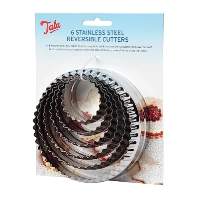 Image of Tala Reversible, Crinkle Cutters, Perfect for Cookie, Scones, and Biscuits, Stainless Steel Mirror Polished Metal