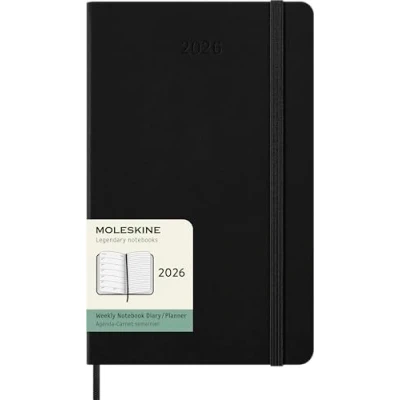 Image of Moleskine Weekly Planner, 2026 Agenda 12 Months With Space For Notes, Hard Cover and Elastic Closure, Large Format 13x21, Black Color