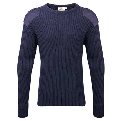 Image of Castle Clothing Mens Army Security Jumper Pullover Crew Neck Long Sleeves Knitted Top (Small, Navy Blue)
