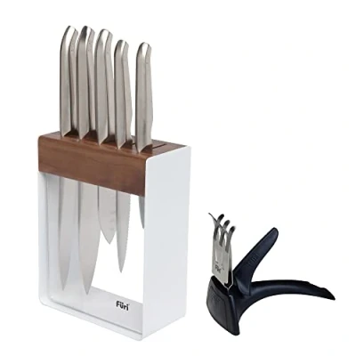 Image of Furi Pro 7 Piece White Knife Block Set With Diamond Sharpener