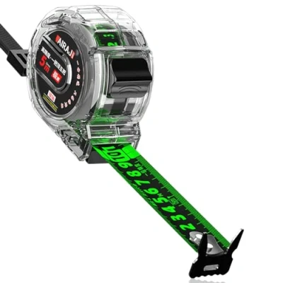 Image of 5M/16ft Tape Measure, Width 25mm Fluorescent Precision Measuring Tape, Stainless Steel Retractable Double Sided Graduated Easy To Read Self Lock Measure
