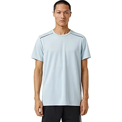 Image of Koton Men&#039;s Sports T Shirt Strip Printed Crew Neck, Mint (MNT), S