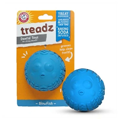 Image of Arm &amp; Hammer Super Treadz Blowfish Dental Toy for Dogs, blue