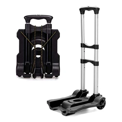 Image of FLM Aluminium Folding Trolley Heavy Duty Luggage Hand Cart with PU Wheels 50kg Load Capacity,Black