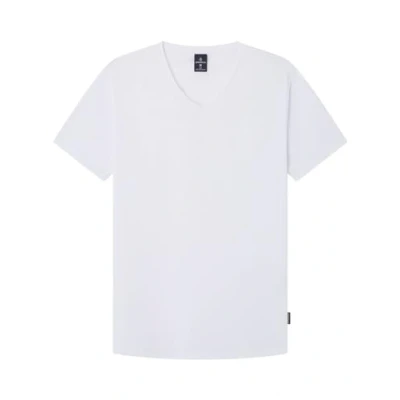 Image of SPRINGFIELD Men&#039;s Reconsider Basic V Neck Cotton with Elastane T Shirt, White, S