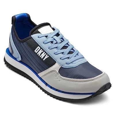 Image of DKNY Men&#039;s Runner Mixed Media Sneaker, Navy, 12 UK