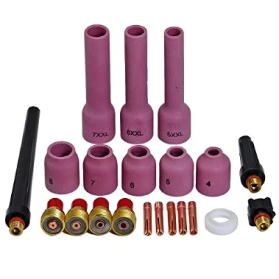 Image of RIVERWELD TIG Gas Lens Collet Body Assorted Size 21pcs 13N20 13N21 13N22 13N23 13N24 45V42 45V43 45V44 45V45 Alumina Nozzle 53N Series Fit PTA DB SR WP 9 20 25 Welding Torch
