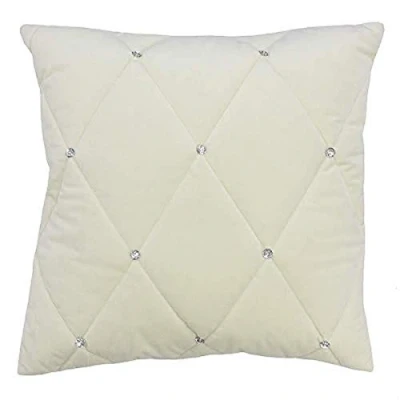 Image of Riva Paoletti New Filled Cushion Diamante Crystal Sequins Quilted Geometric Design Hidden Zip Closure 100% Polyester 55 x 55cm (22&quot; 22&quot; inches), Polyester, Cream,