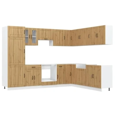 Image of vidaXL 14 Piece Lucca Kitchen Cabinet Set Artisan Oak Engineered Wood Modern Design Various Sizes