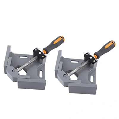 Image of Set of 2 NUZAMAS 90 Degree Corner Clamp Right Angle Aluminum Alloy Made, Adjustable Swing Jaw Clamp, Woodworking Vice Wood Metal Welding Gussets, Single Handle