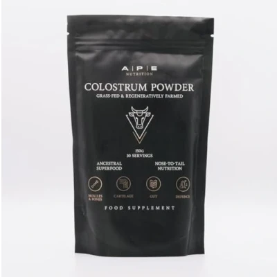 Image of APE Nutrition Colostrum Powder Grass Fed Bovine Colostrum, Gut &amp; Immune Health, Leaky Repair, Ancestral Nose to Tail, 100% Finished, 150g Jar (30 Servings)