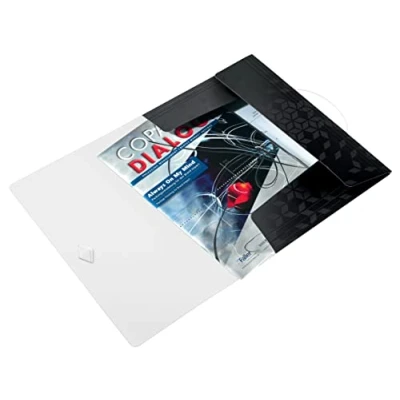 Image of Leitz 3 Flap Folder, Holds up to 150 A4 Sheets, Elastic Closure, Flexible Plastic, Black, WOW Range, 45990095