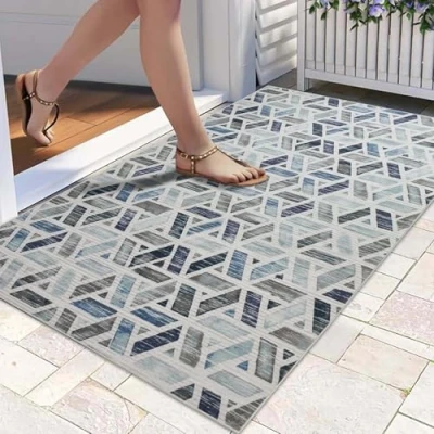 Image of Hafaa Door Mats 80 x 150 cm Non Slip for Kitchen Floor Soft Heavy Duty Doormats Inside Printed Welcome Front Doormat Dirt Trapper Indoor Outdoor Mat (Zaaraa)