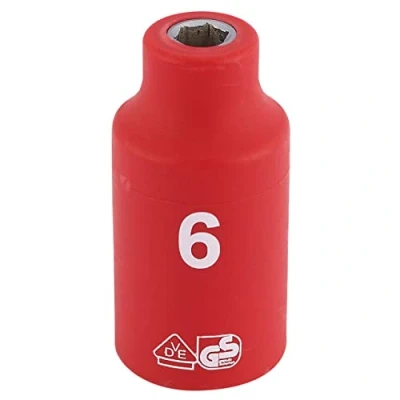 Image of Draper Fully Insulated VDE Socket, 3/8&quot; Sq. Dr., 6mm