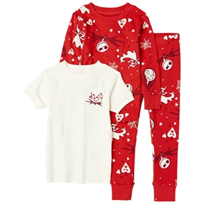 Image of Amazon Essentials Disney Marvel Star Wars Baby Boys&#039; Snug Fit Cotton Pyjama Sleepwear Sets, Pack of 3, Nightmare Valentine Kids, 12 Months
