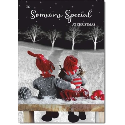 Image of doodlecards Someone Special Christmas Card Couple at Night Large A4 Size for with Plain Envelope
