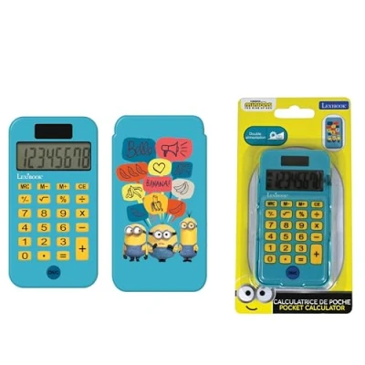 Image of Lexibook C45DES Pocket Despicable Me Minions, Conventional and Advanced Calculator Functions, Rigid Protective Cover, with Battery, Blue/Yellow