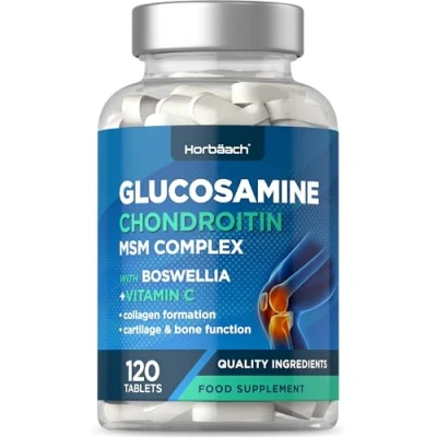 Image of Glucosamine and Chondroitin MSM Complex 120 Tablets High Strength Supplement with Boswellia Vitamin C by Horbaach