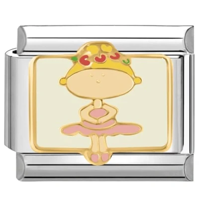 Image of Quiges 9mm Italian Style Charm Link Module Stainless Steel Ballet Girl for Bracelets