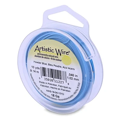 Image of Artistic Wire Tarnish Resistant Colored Copper Craft Wire, Powder Blue, 18 Gauge, 10 yd
