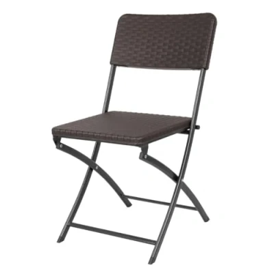 Image of Bolero Rattan Folding Chairs Brown (2 pack)