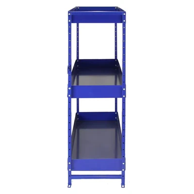 Image of Van Racking Unit Metal Shelving Tool Parts Accessories Storage 3 Shelves Height Adjustable Heavy Duty Blue Powder Coated Steel Customisable Garage Workshop 116.5cm x 115cm 34.8cm FREE Brackets