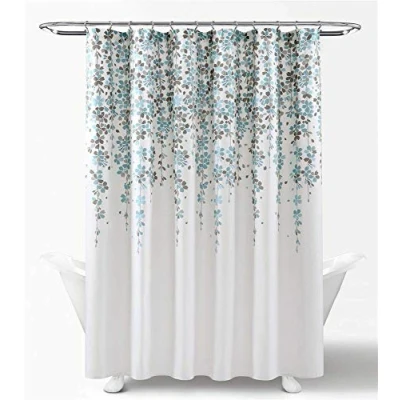 Image of Lush Decor Weeping Flower Shower Curtain, 72&quot; x 72&quot;, Blue &amp; Gray
