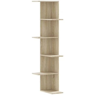 Image of vidaXL Wall Corner Shelf Floating Sonoma Oak, Modern Engineered Wood Display Rack 36.5x36.5x140 cm Space Saving, Decorative Storage for Living Room, Bedroom