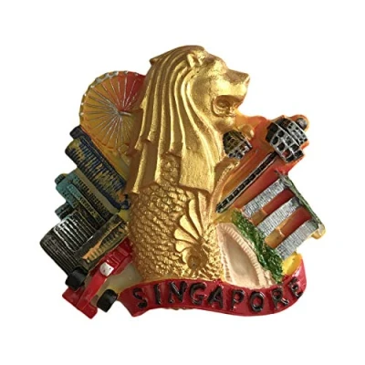 Image of 3D Singapore Golden Merlion Refrigerator Magnet Tourist Souvenirs Stickers,Home &amp; Kitchen Decoration Fridge from China
