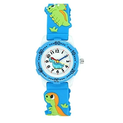 Image of ele ELEOPTION Children&#039;s Watch Waterproof 3D Cute Cartoon Round Dial Silicone Rubber Band Quartz Wrist Xmas Gift for Little Girls Boy Kids Children Environmental Friendly Dinosaur, Blue