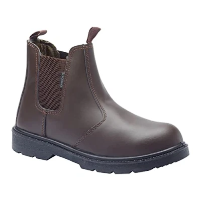 Image of Blackrock Dealer Work Safety Boots, Steel Toe Cap, Chelsea Mens Womens Ladies, Shoes, Gardening, Brown, Horse Riding, Yard, Slip On Lightweight Size 4