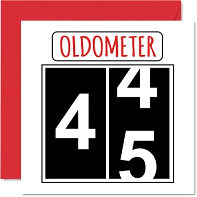 Image of Fun 45th Birthday Cards for Men Woman Oldometer Happy Card Dad Mum Brother Sister Grandad Nanny Grandma Uncle Auntie, 145mm x Greeting Cards,