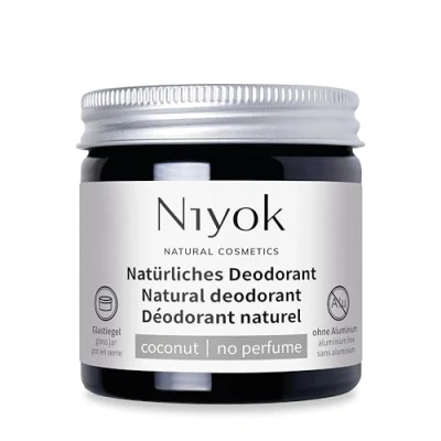 Image of Niyok® 2 in 1 deodorant without aluminium antiperspirant cream for women and men against heavy sweating, free, coconut perfume 40 ml