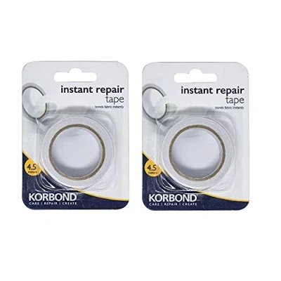 Image of KORBOND 9m Transparent Instant Tape Bonds Fabric Instantly Ideal for Emergency Repairs and Temporary Hemming No Sewing Required, Synthetic Material, 4x8.5x12 cm