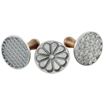 Image of Nordic Ware All Season Cookie Stamps (Set of 3), Sturdy Cast Aluminium Stamp Set, Press Set Made in the USA, and Durable Biscuit Maker Silver