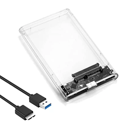 Image of Eono 2.5&quot; Hard Drive Enclosure, SATA to USB 3.1 6Gbps Tool Free Clear External Enclosure Compatible with 2.5 SSD/HDD Caddy, PS5/4 Xbox TV Laptop MacBook PC