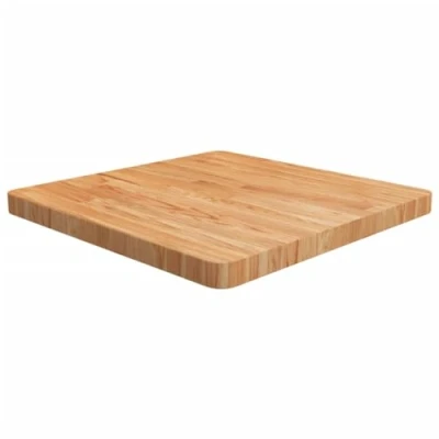 Image of vidaXL Solid Wood Oak Square Table Top 60x60x4 cm Light Brown Varnish Finish Versatile Use as Coffee Table, Side Console, Shelf Home, Restaurant, Cafe, Hotel