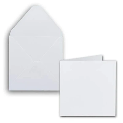 Image of &quot;NEUSER PAPIER 25x set square cards including envelopes blank 14 x cm in bright white printable invitation ideal for self designing &amp; creating