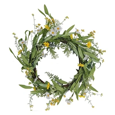 Image of Gisela Graham Daisy Inspired Decorative Spring Easter Wreath
