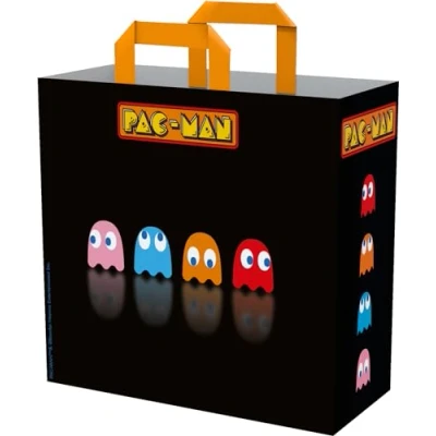 Image of Konix Pac Man Shopping Bag 40 x 45 20 cm Recycled Material Black