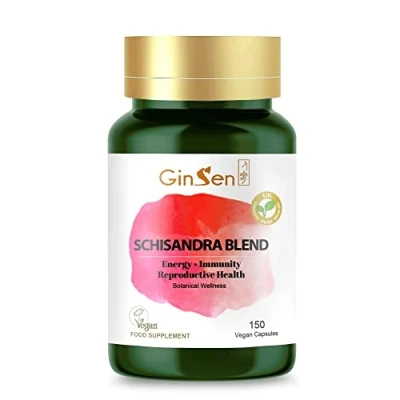 Image of GinSen Schisandra Blend, Vegan Approved Berry Supplement, Added Rhodiola and Astragalus, Ultimate Nutritional Support for Conception, 150 Capsules, Made in UK